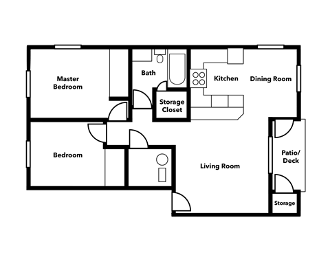 a floor plan of a house with a bedroom and a living room